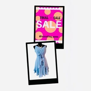 TRIXXI ~ Light Blue Asymmetrical Spaghetti Strap Dress w/Tiered Ruffled Hemline